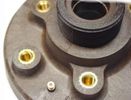 Avionic device. Insert molded threaded inserts and silver plated contacts